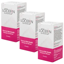 Pack de 3 botellas de Locerin para la caída y salud capilar.