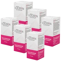 Pack de 6 botellas de Locerin, ideal para tratamiento capilar prolongado.