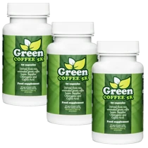 Tres envases de Green Coffee 5K, pack estándar para quemar grasa.