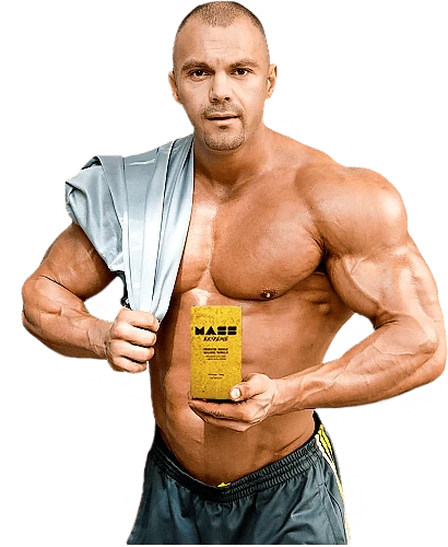 Hombre con músculos definidos, representando los resultados de Mass Extreme.