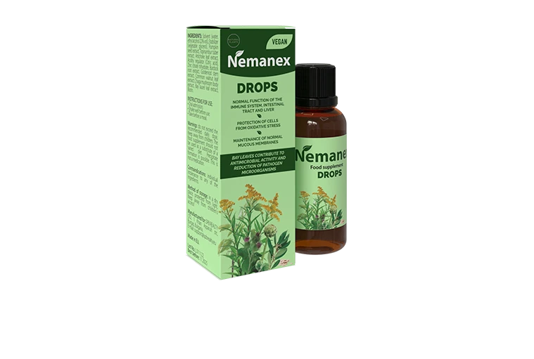 Envase de Nemanex en gotas, tratamiento antiparasitario
