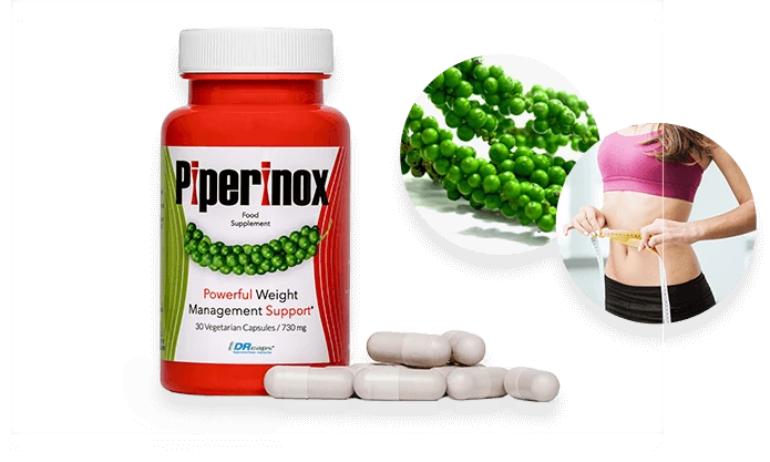 Imagen de la piperina, el componente principal de Piperinox, destacando su naturaleza innovadora para adelgazar.