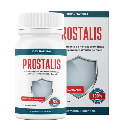 Envase de Prostalis, suplemento natural para la salud de la próstata